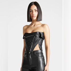 VEGAN LEATHER BIKER CORSET TOP